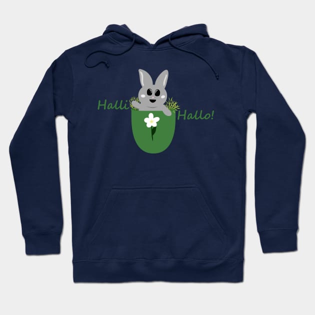 Halli Hallo! Cute Bunny in Pocket Hoodie by PandLCreations